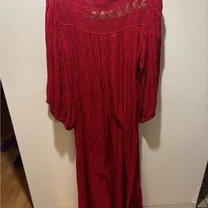 Vintage Red Greek Gauze Dress - free size